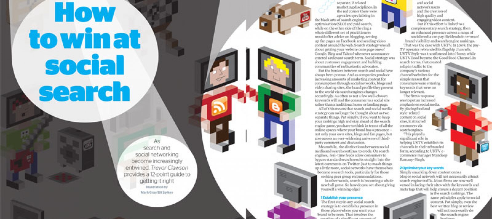 Social Media & Search Illustration for Marketing Magazine